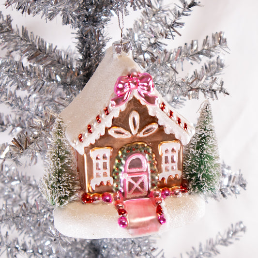 Pink Gingerbread House Ornament