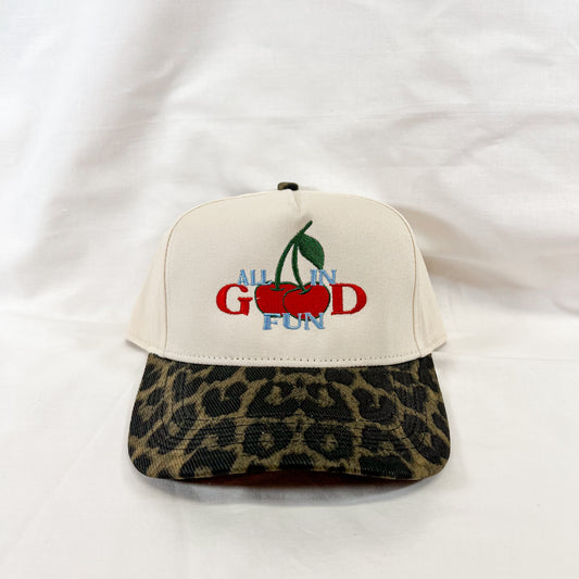 Cherry Cheetah Trucker Hat