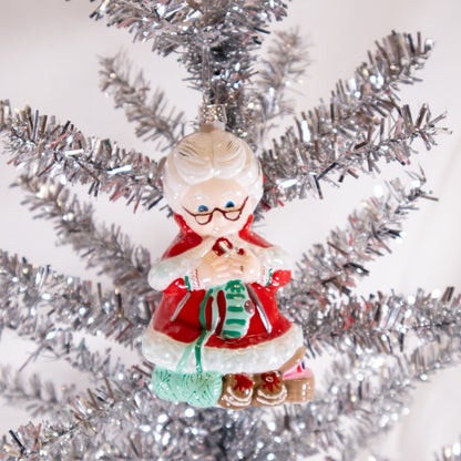Knitting Mrs. Claus Christmas Ornament
