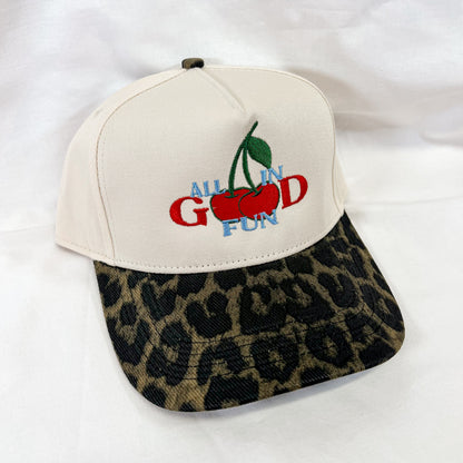 Cherry Cheetah Trucker Hat