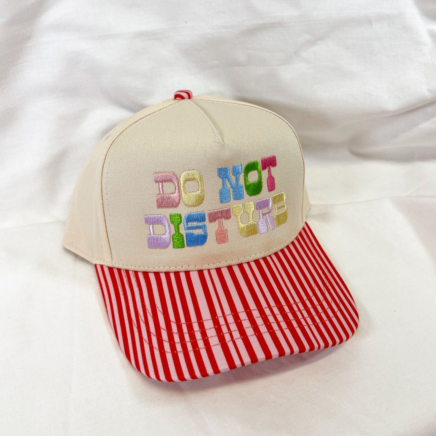 Do Not Disturb Striped Trucker Hat