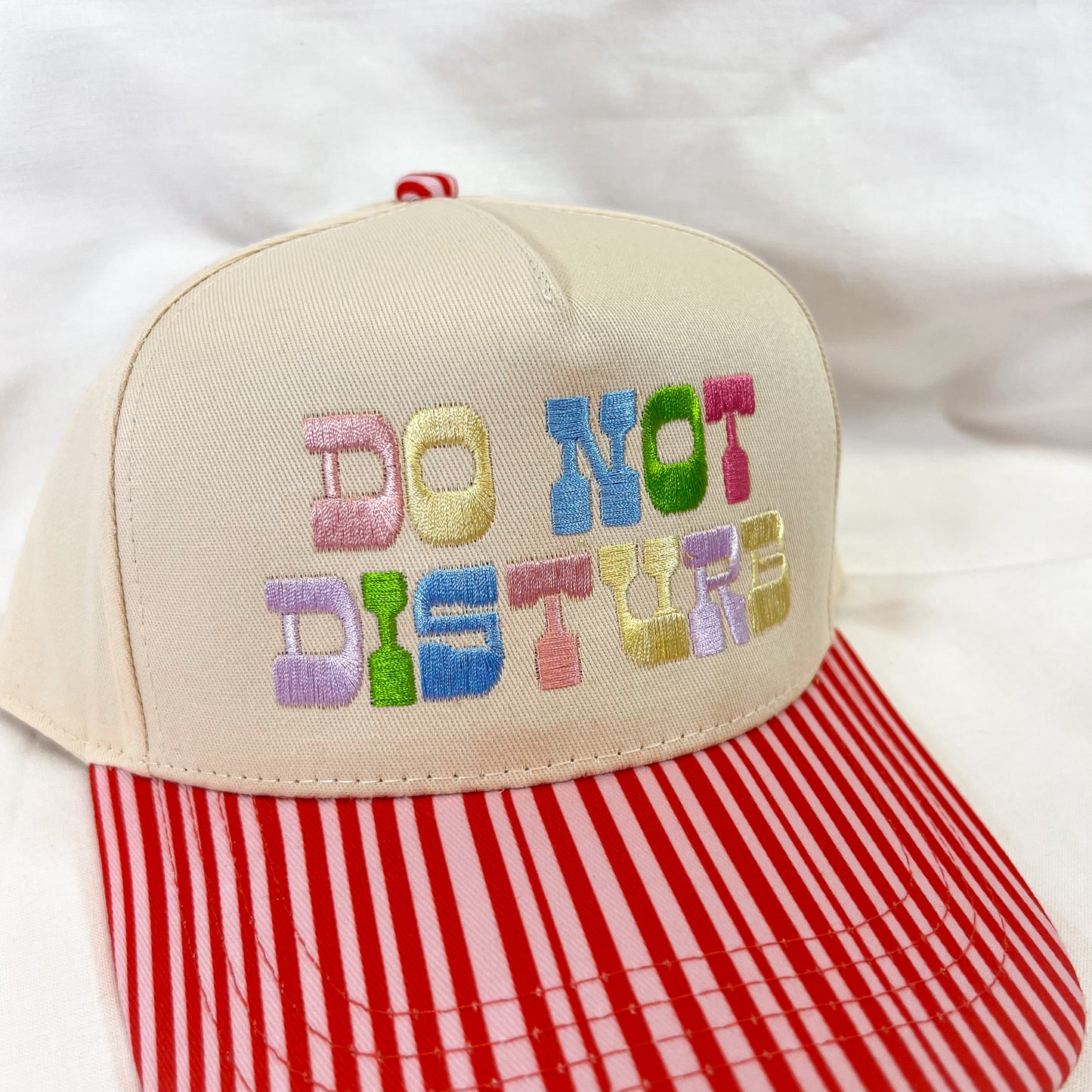 Do Not Disturb Striped Trucker Hat