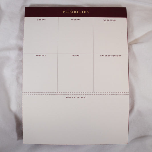 Priorities Weekly Planner Notepad