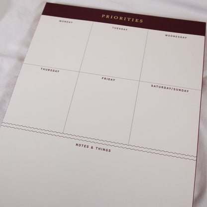 Priorities Weekly Planner Notepad