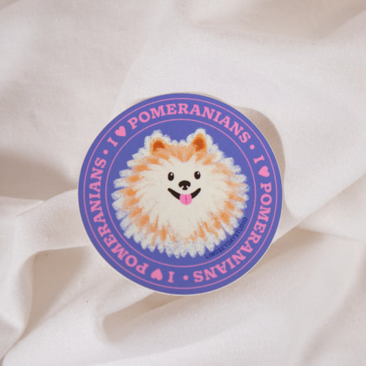 I Love My Pomeranian Vinyl Sticker