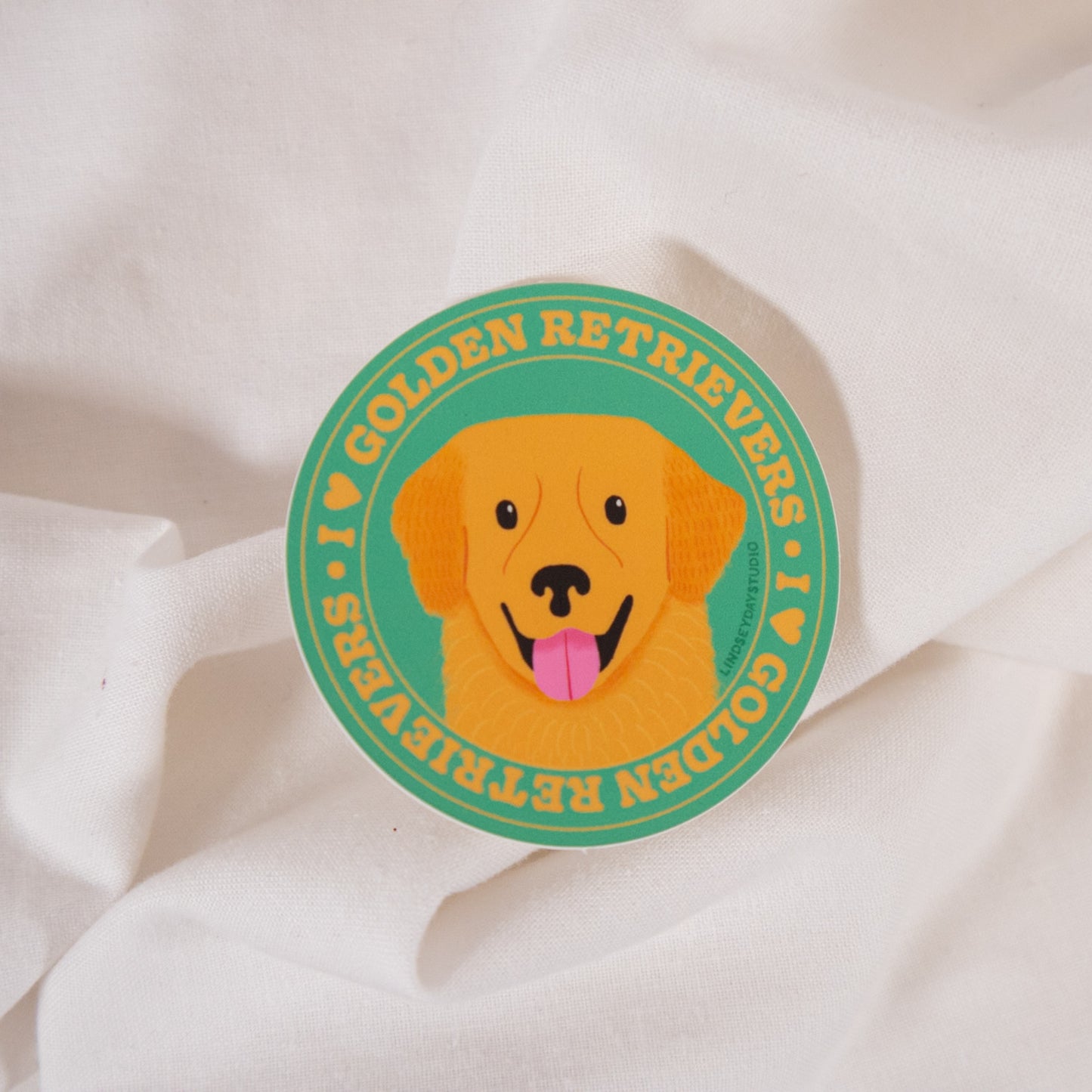 I Love My Golden Retriever Vinyl Sticker