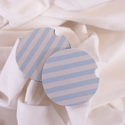 Baby Blue Stripe Car Coaster Set