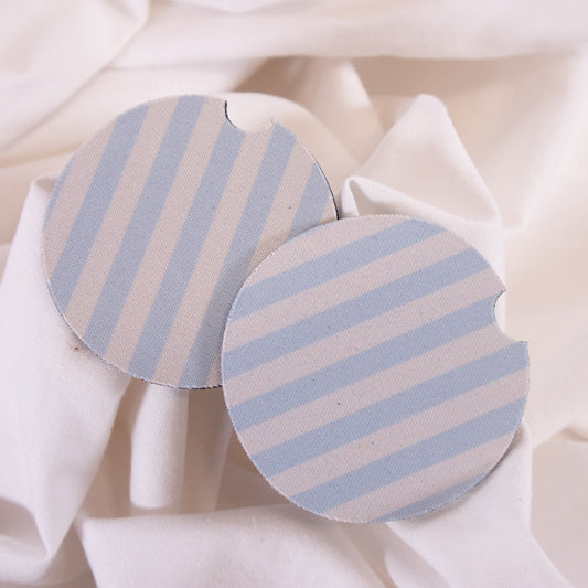 Baby Blue Stripe Car Coaster Set