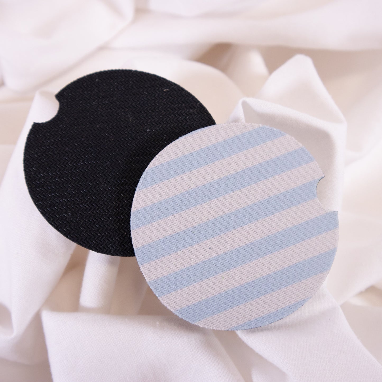 Baby Blue Stripe Car Coaster Set