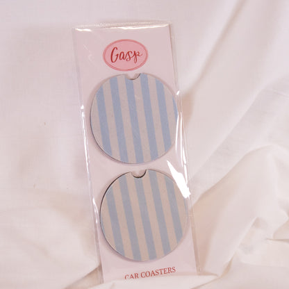 Baby Blue Stripe Car Coaster Set
