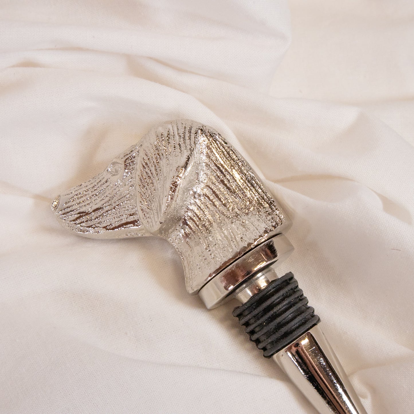 Chrome Dog Bottle Stopper