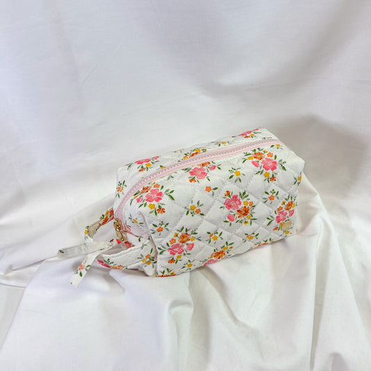 Spring Floral Quilted Makeup Bag