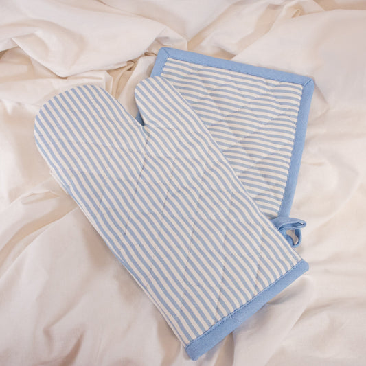 Blue Stripe Oven Mit Set