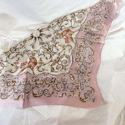 Pink Scroll Square Scarf