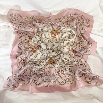 Pink Scroll Square Scarf