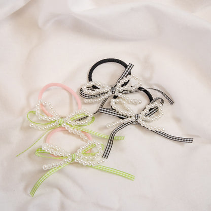 Beaded Bow Hair Tie Set