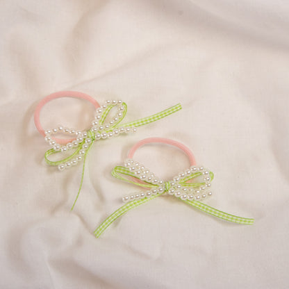 Beaded Bow Hair Tie Set