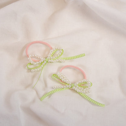 Beaded Bow Hair Tie Set