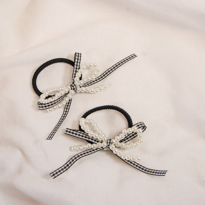 Beaded Bow Hair Tie Set