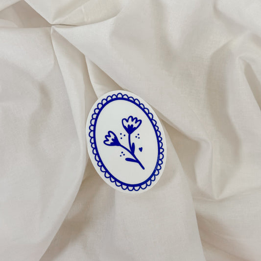 Blue Flower Frame Vinyl Sticker