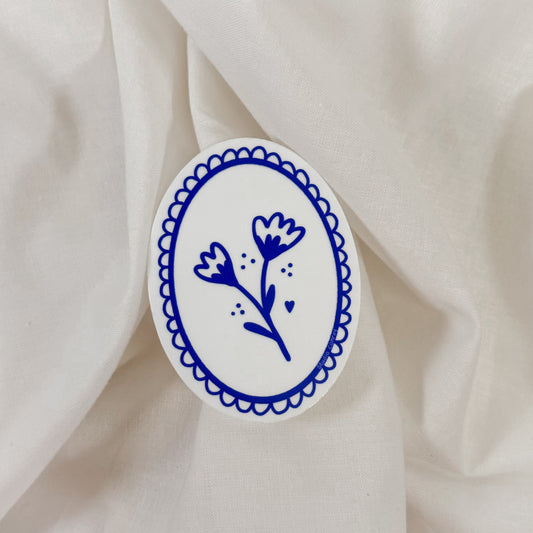 Blue Flower Frame Vinyl Sticker