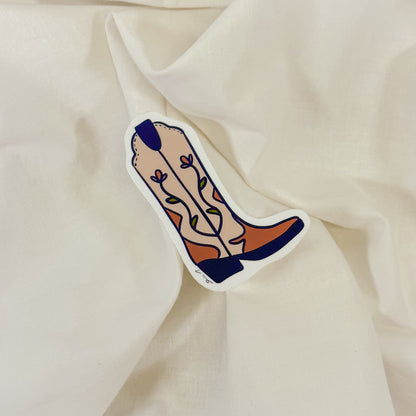 Floral Cowboy Boot Vinyl Sticker