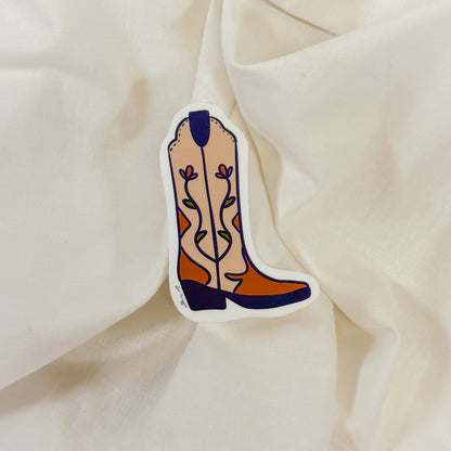 Floral Cowboy Boot Vinyl Sticker