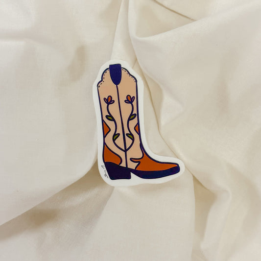 Floral Cowboy Boot Vinyl Sticker