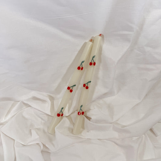 Cherry Taper Candles By Meri Meri