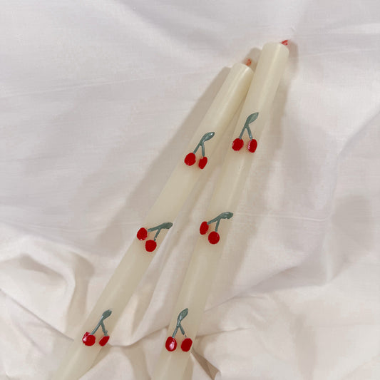Cherry Taper Candles By Meri Meri