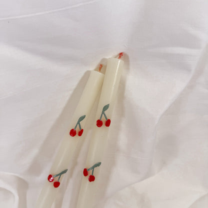 Cherry Taper Candles By Meri Meri