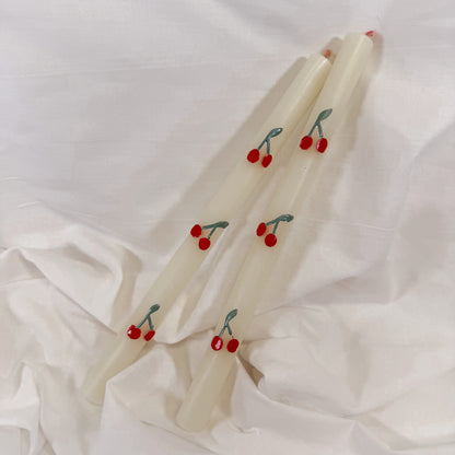 Cherry Taper Candles By Meri Meri