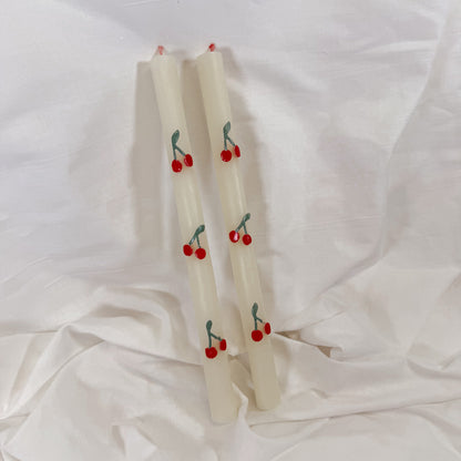Cherry Taper Candles By Meri Meri