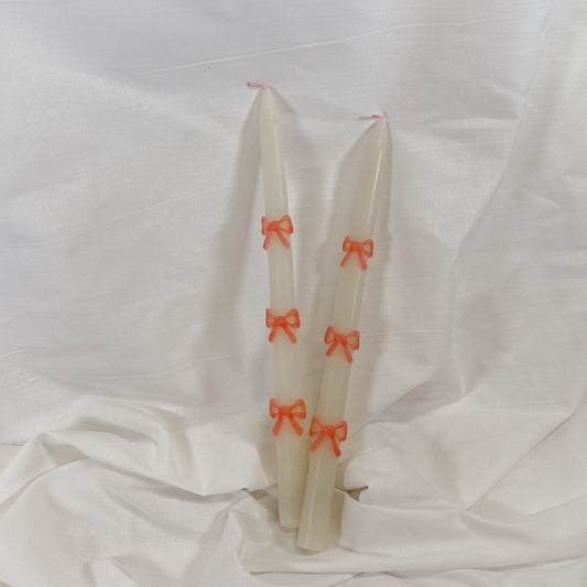 Pink Bow Taper Candles By Meri Meri