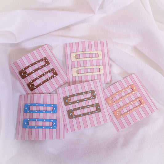 Polka Dot Square Snap Clip Set