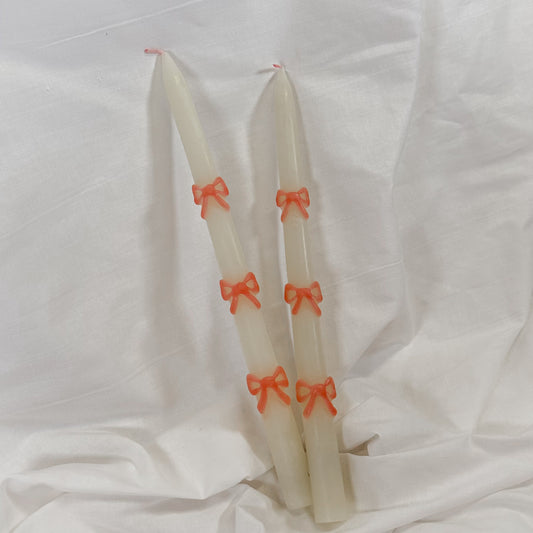 Pink Bow Taper Candles By Meri Meri