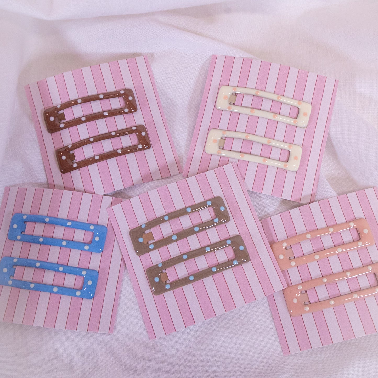 Polka Dot Square Snap Clip Set