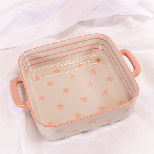 Pink Stars Square Baking Dish