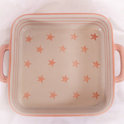 Pink Stars Square Baking Dish