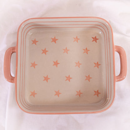 Pink Stars Square Baking Dish