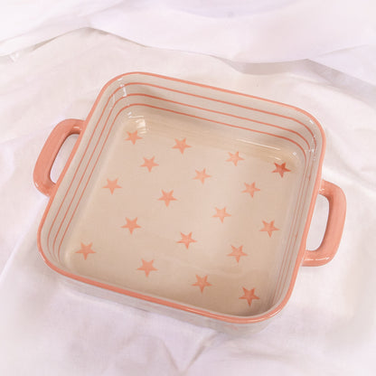 Pink Stars Square Baking Dish