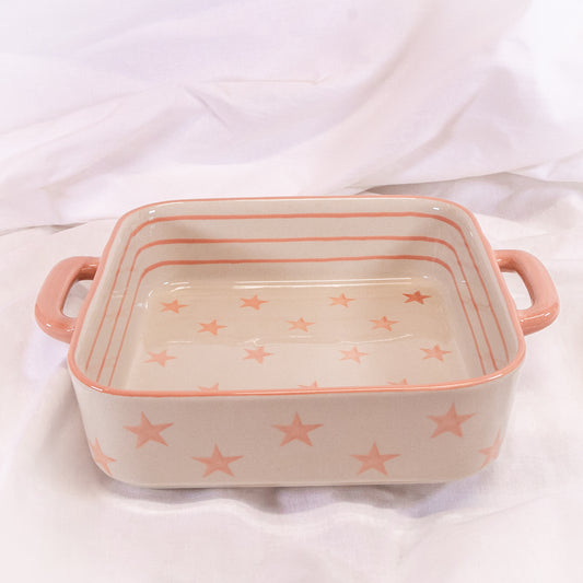 Pink Stars Square Baking Dish