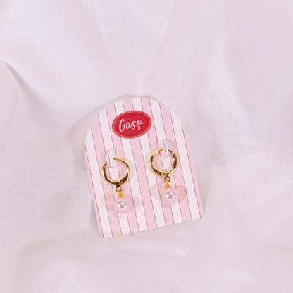 Pink Pearl Huggie Hoop Earrings