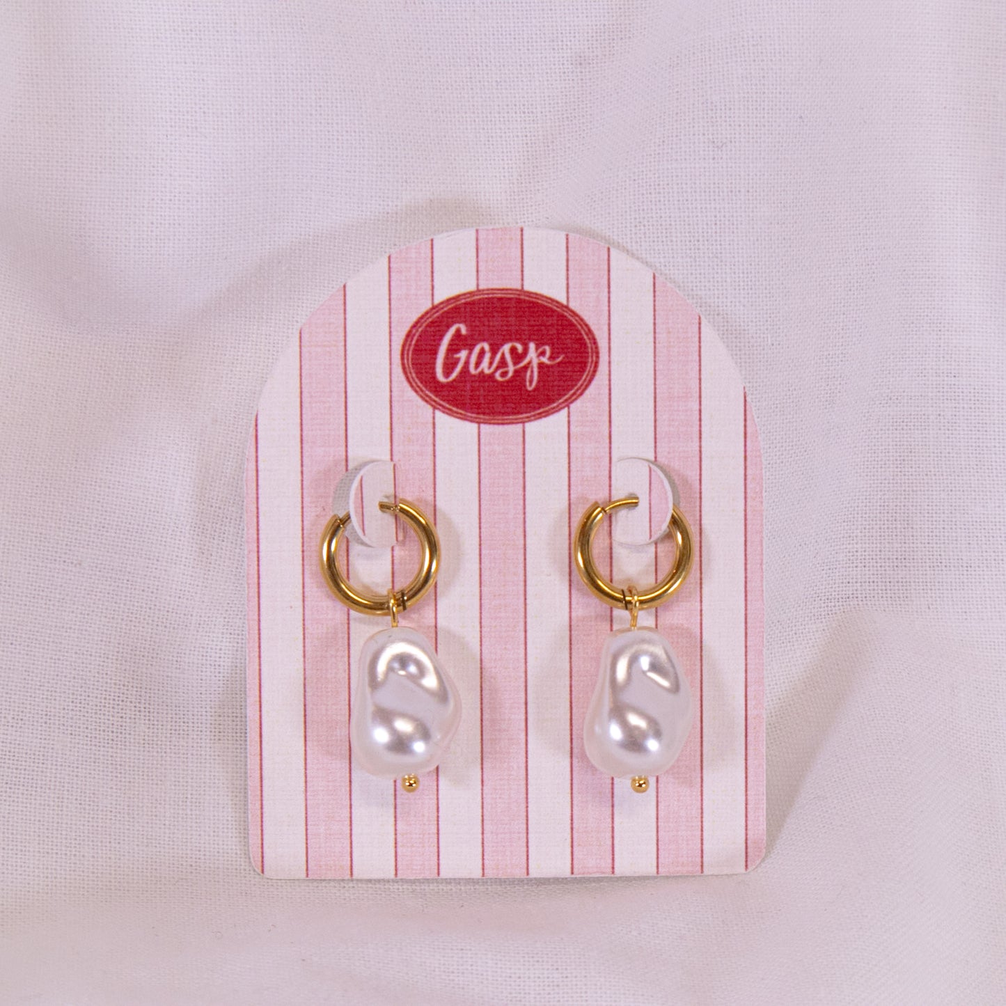 Pearl Drop Huggie Hoop Earrings