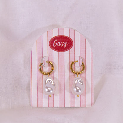 Pearl Drop Huggie Hoop Earrings