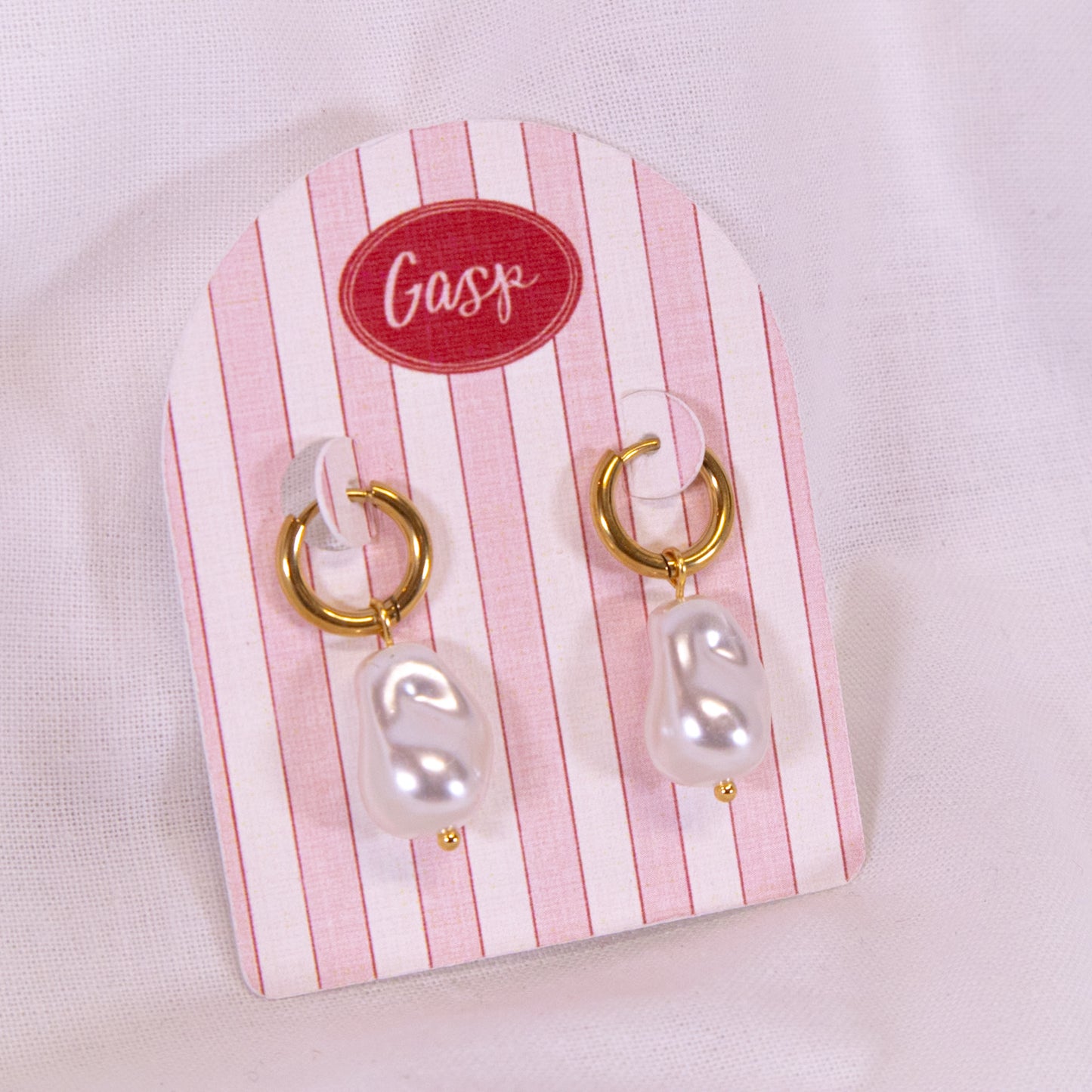 Pearl Drop Huggie Hoop Earrings