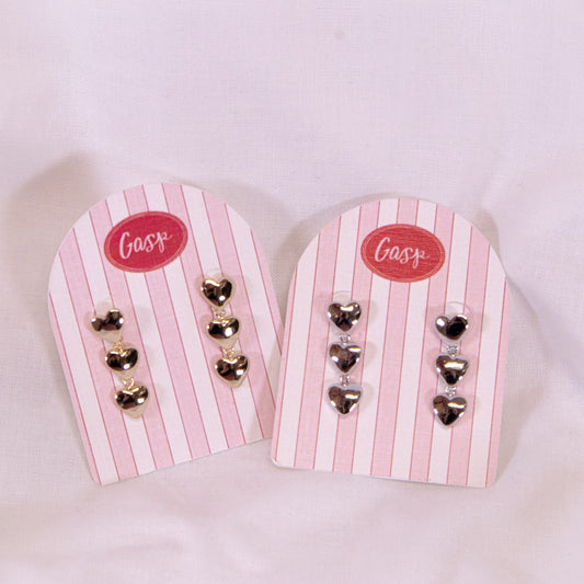 Triple Heart Drop Earrings