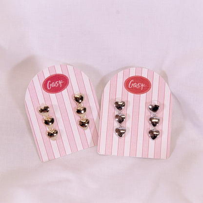 Triple Heart Drop Earrings