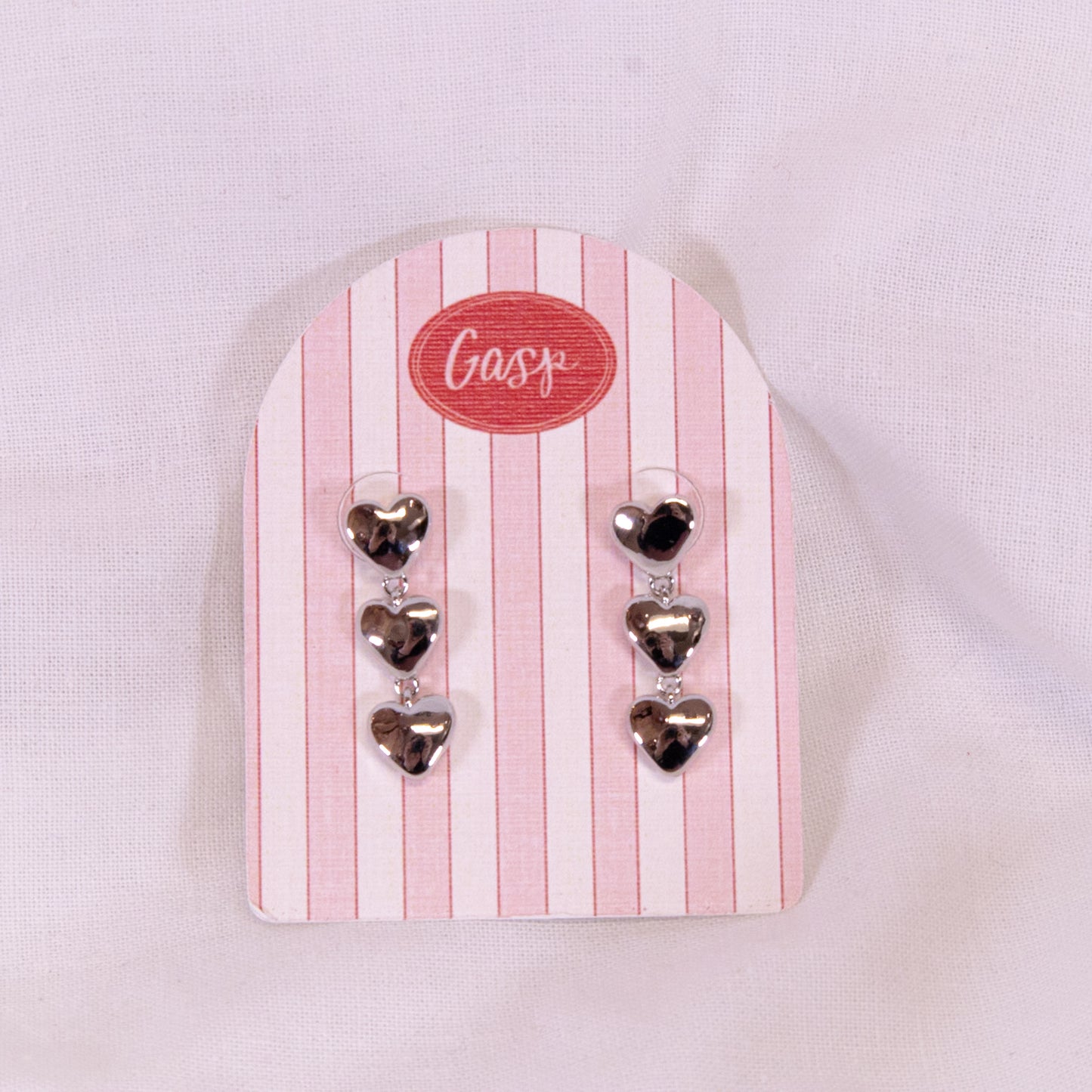 Triple Heart Drop Earrings