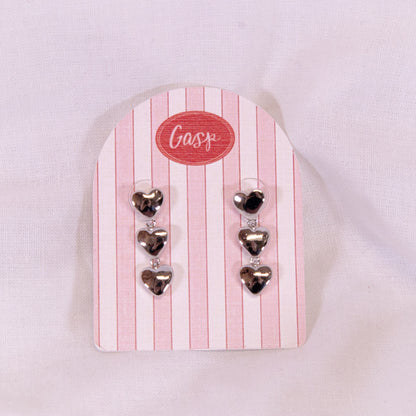 Triple Heart Drop Earrings